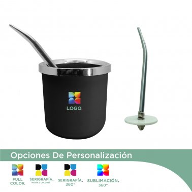 Mate "Duck silver" con bombilla resorte y sacayerba