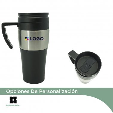Mug Termico "Flow" plastico y acero c/asa 400 ml