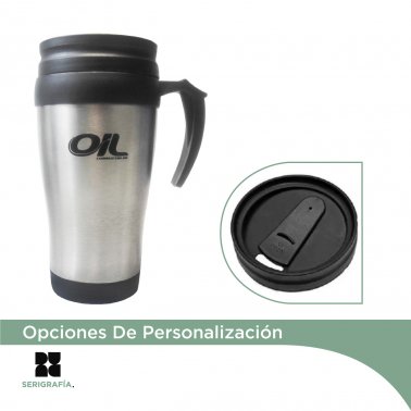Mug Termico "Camping" plastico y acero c/asa 400 ml