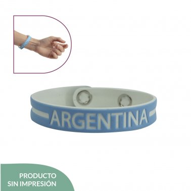 Pulsera Goma "Argentina" - Celeste/Bco/Celeste