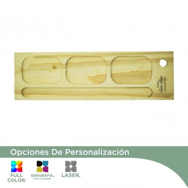 Tabla de Madera Para Picadas (4 Espacios) 12cm - 39cm