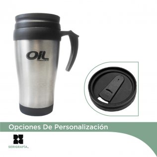 Mug Termico "Camping" plastico y acero c/asa 400 ml
